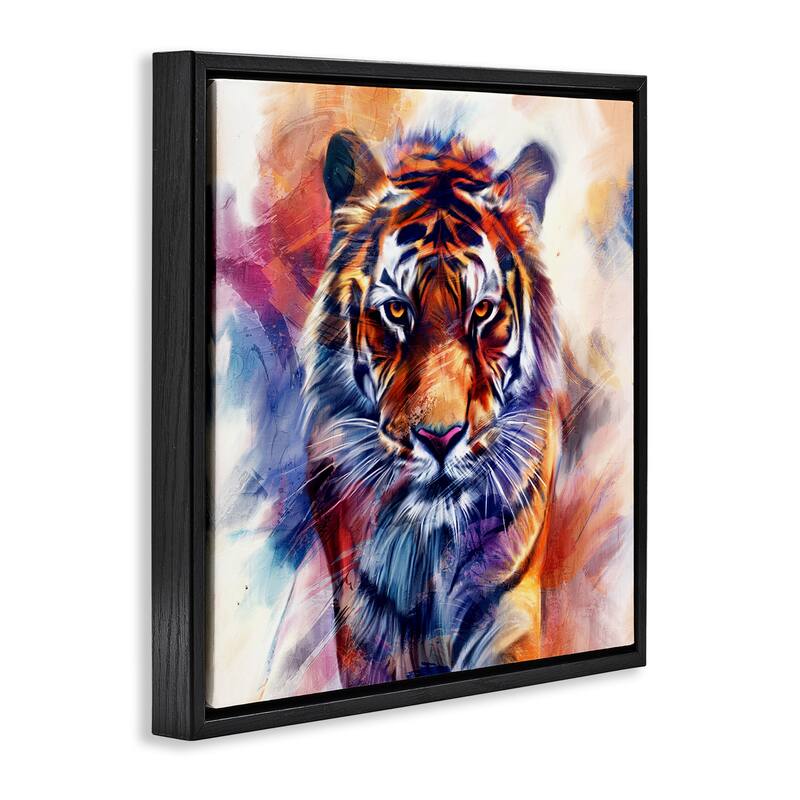 Stupell Fierce Vibrant Tiger Framed Floater Canvas Wall Art Design By Kim Allen