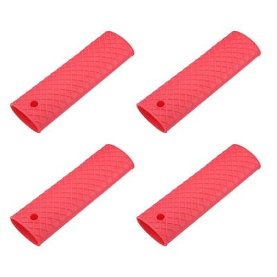 Silicone Hot Handle Holder Sleeve, Pan Pot Handle Cover Red 6.1-inch Long 4Pcs
