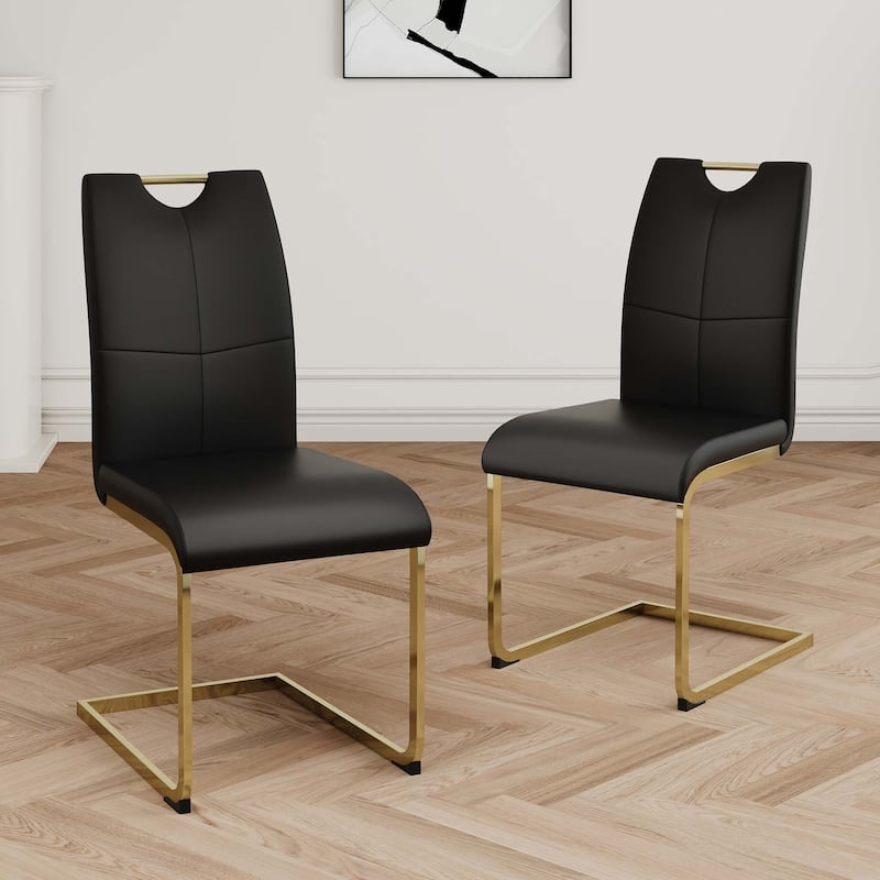 PU dining chair Living room Chair Upholstered chair,Gold Metal Chair Leg(Set of 2)