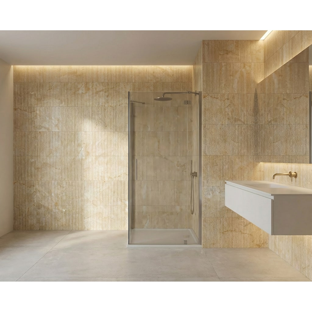 Roomfitters Natural Marble Tile, FS Textured 3D Fluted Stone for Wall, Genuine Marble, 4-Piece Box, Gold Yellow Beige