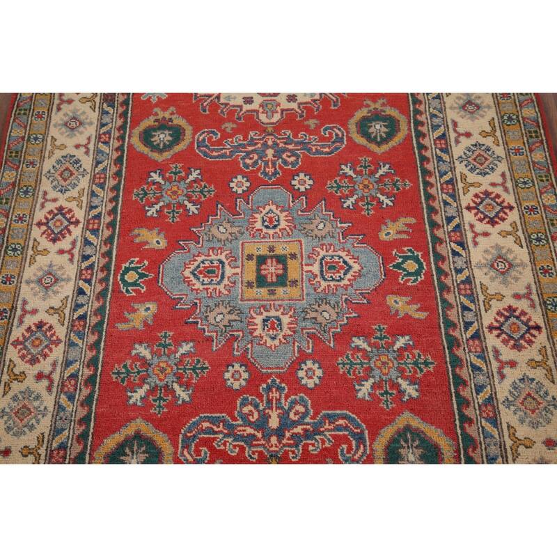 Red Traditional Kazak Oriental Area Rug Handmade Bedroom Wool Carpet - 3'11" x 6'1"