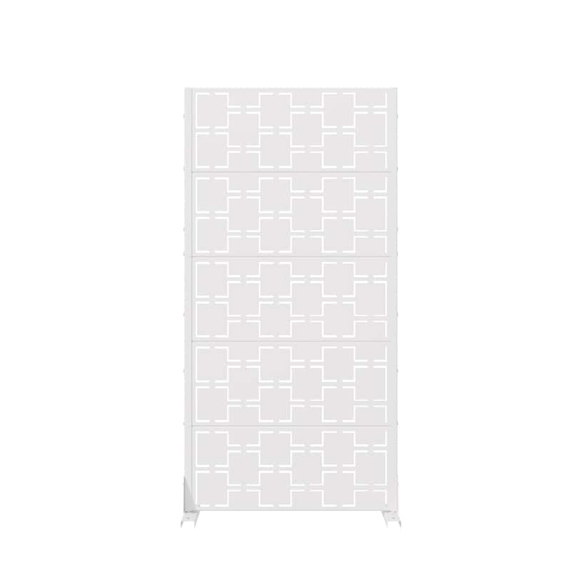 Modern Metal Privacy Screen Outdoor Decorative Partition with Stable Base Hanging Plant-Friendly Panel - 60"H x 30"W