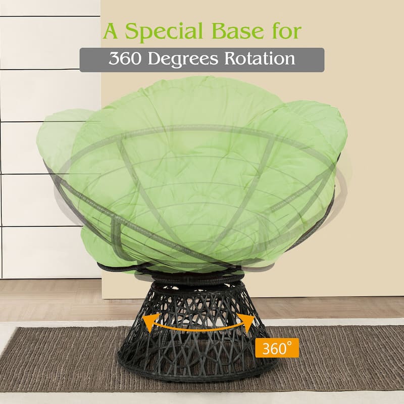 Costway Rattan Papasan Chair Ergonomic Chair 360-degree Swivel Soft