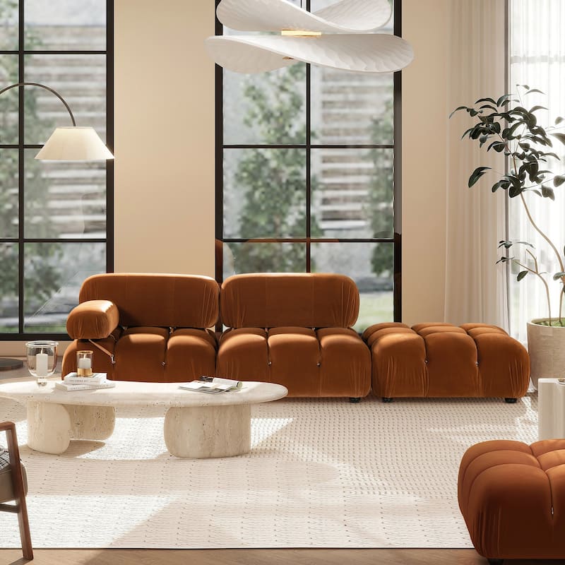 Marcel 109.5" Bubble Modular Modern Chaise Sofa