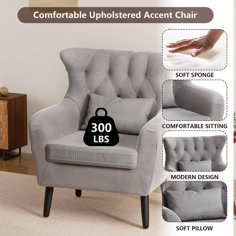 Tuft Velvet Living Room Thick Cushion Accent Chair