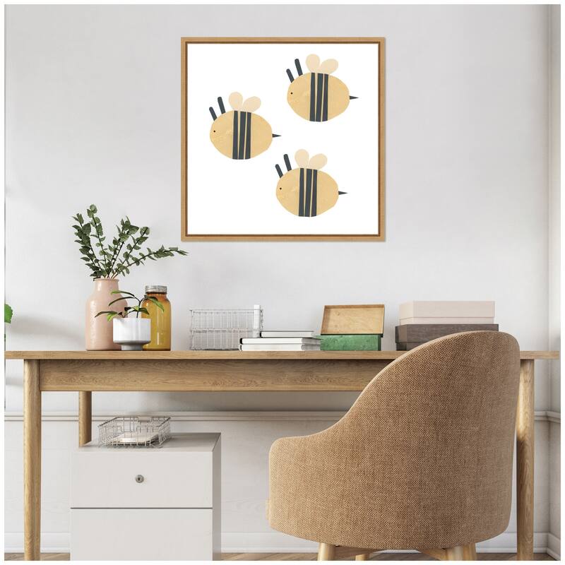 Kate and Laurel Buzzing Bees by Alicia Abla Framed Canvas Wall Art Print