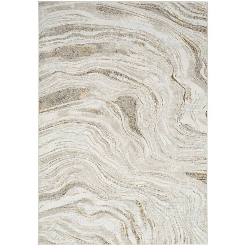 Buke Power Loomed Abstract Modern Non Skid Stain Resistant Area Rug By HomeRoots - 87' X '63' X '0.39