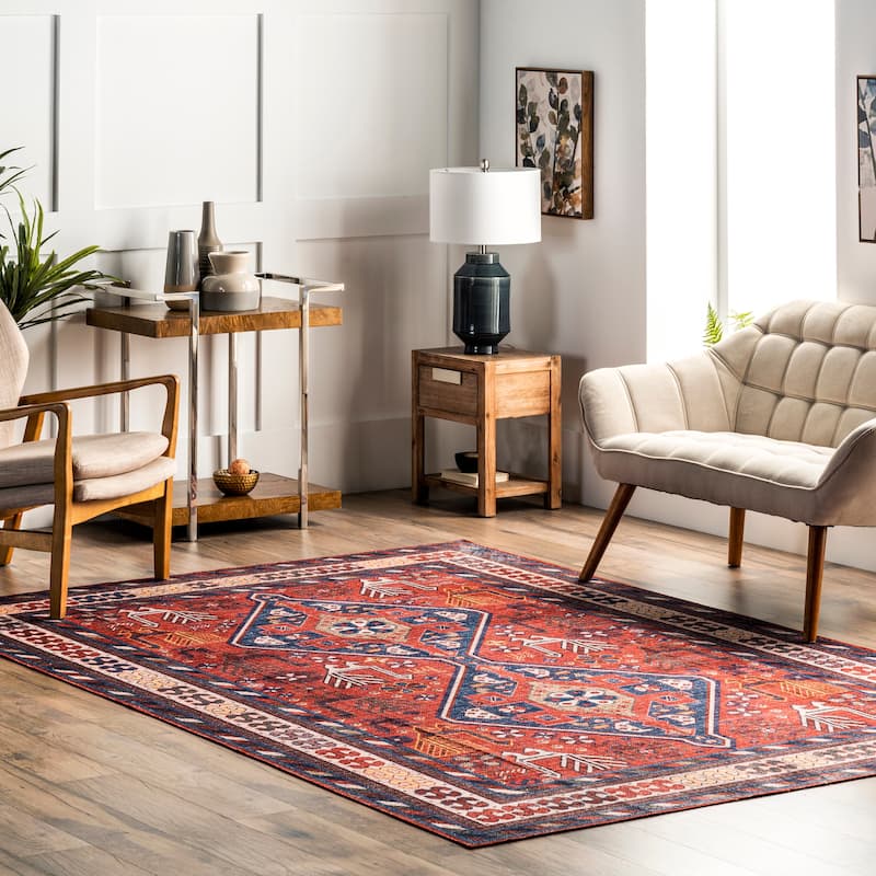 Nuloom Damaris Splashguard Medallion Machine Washable Area Rug