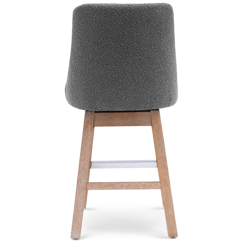 Boucle Polyester Upholstered Swivel Counter Stool - Foot Glides (Set of 2)