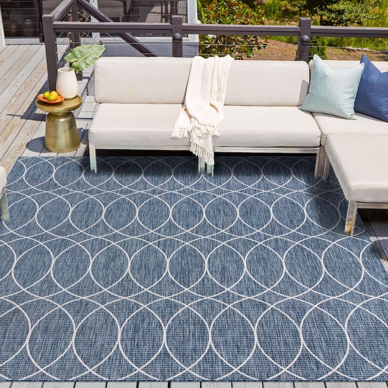 Outdoor Khence Collection Area Rug - Blue - 10' Square