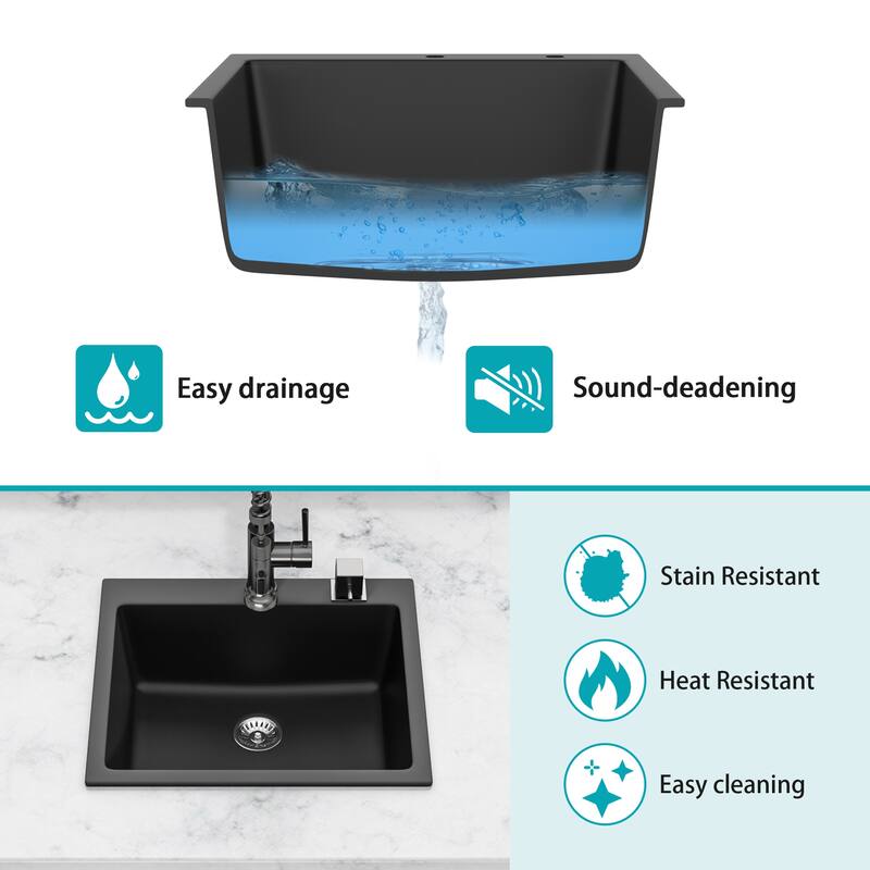 Drop-In Single Bowl Quartz Kitchen Sink