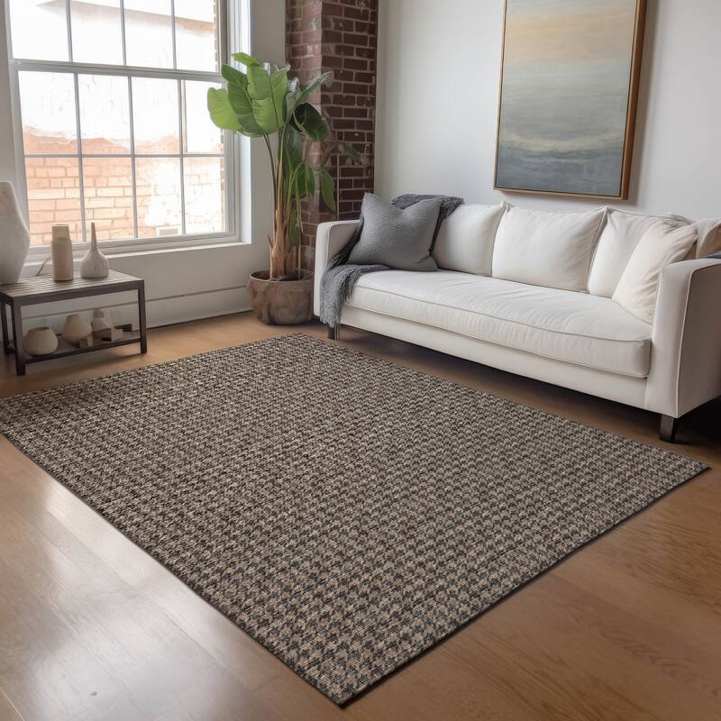 Premium Washable Super Soft Modern Houndstooth Mayfield Rug - Chocolate - 3' x 5' - Rectangle