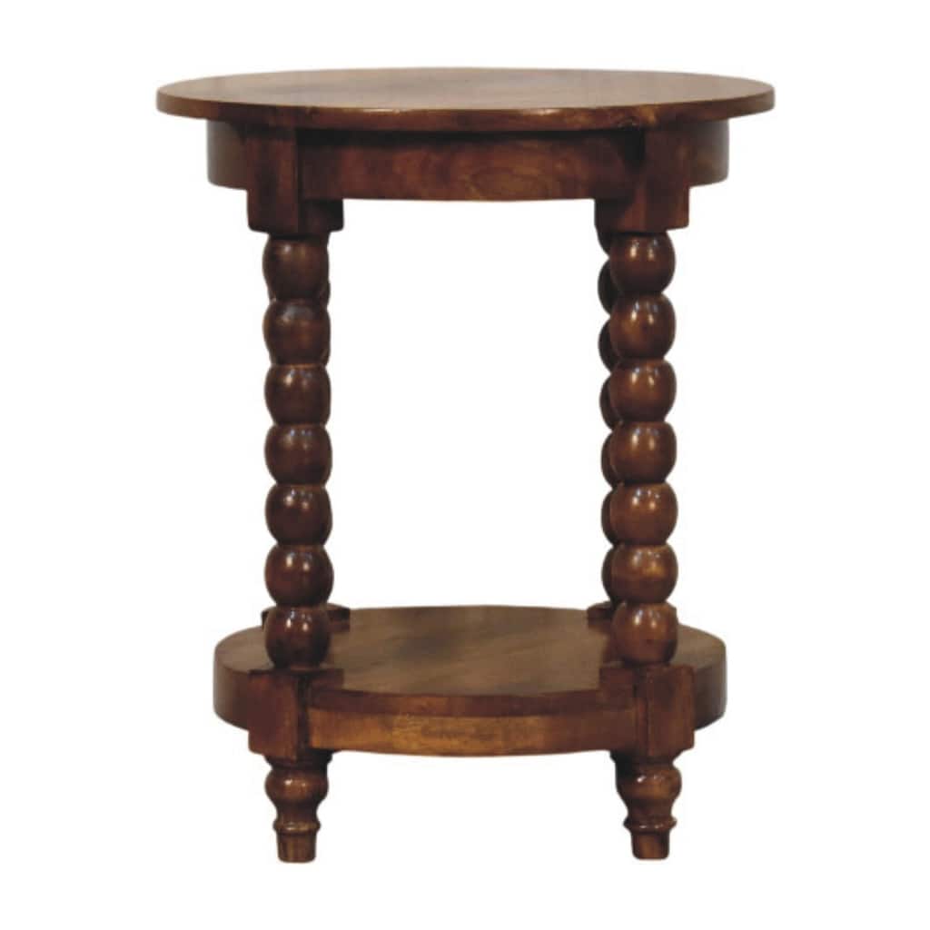 Artisan Furniture Solid Wood Spindle Round Side Table , Brown