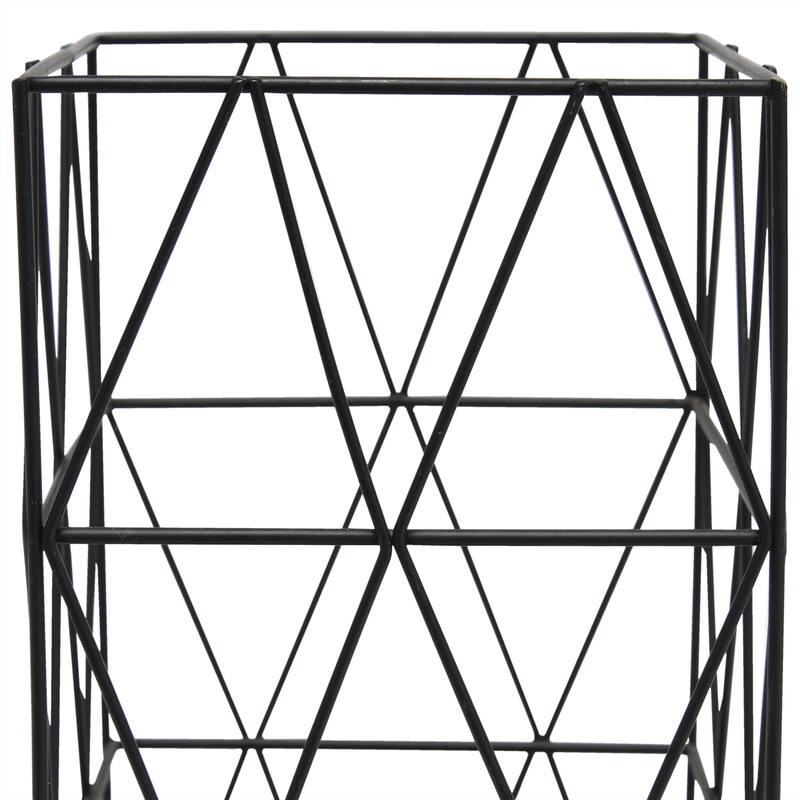 Metal Cage Geometric Table Lamp with Rectangular Shade - 5 x 5 x 10 in. (L x W x H)