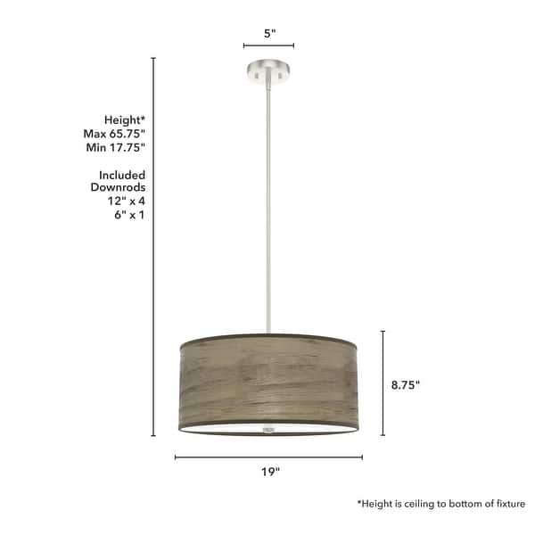 dimension image slide 3 of 13, Hunter Solhaven Drum Pendant Light