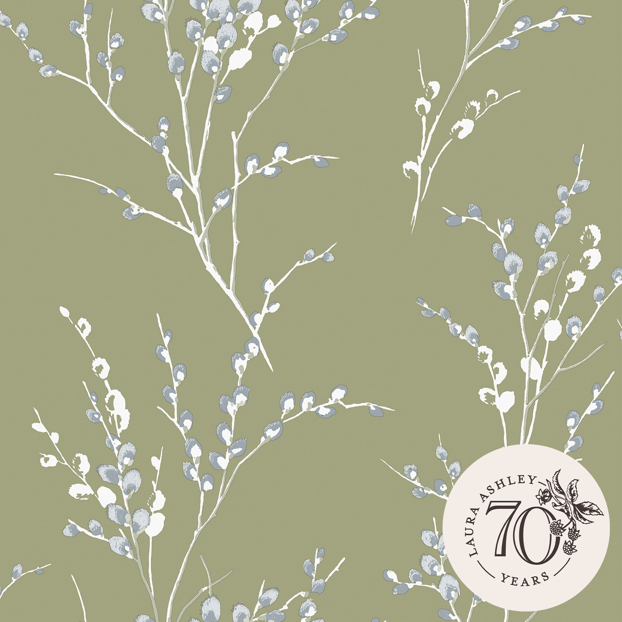 Laura Ashley Willow Moss Green Wallpaper