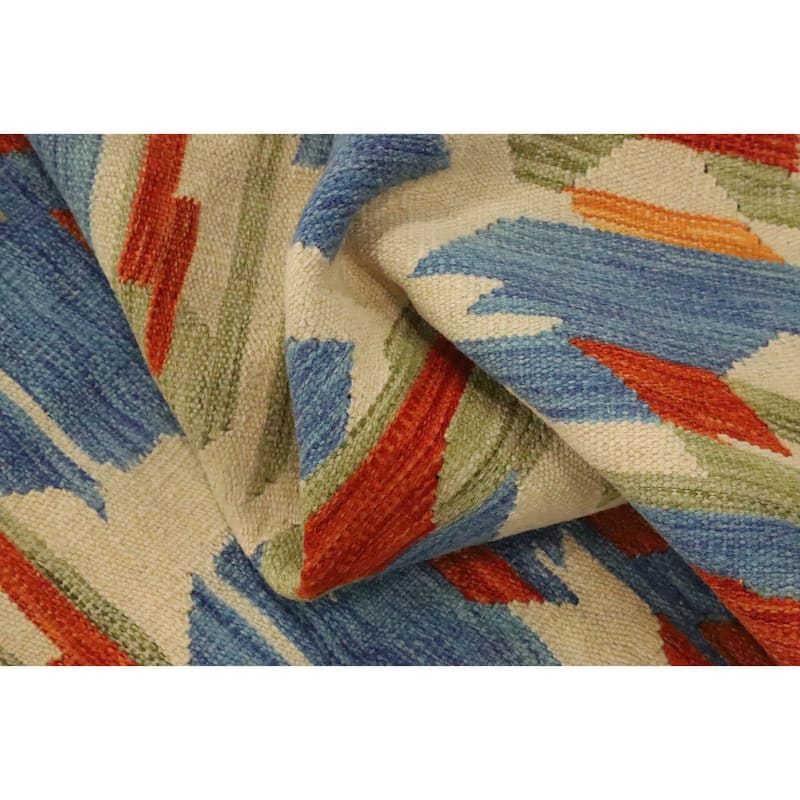 Hand Woven Oriental 100% Wool Carpet Southwestern Modern Multi-Colored Kilim Area Rug - 5' 1'' X 3' 5''