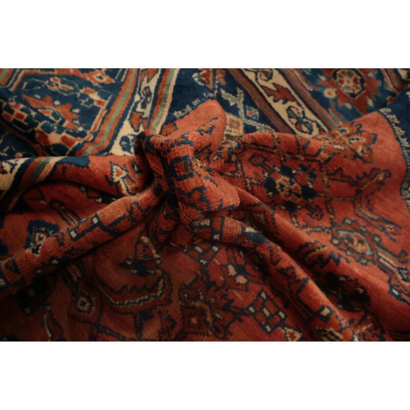 Hand Knotted Oriental 100% Wool Carpet Traditional Geometric Oranges & Rust Malayer Area Rug - 6' 3'' X 5' 1''