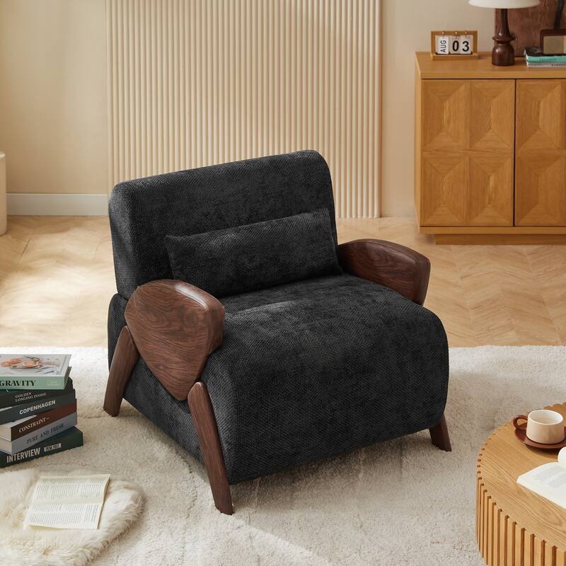 Modern Accent Armchair with Plush Cushioning - Dark Grey