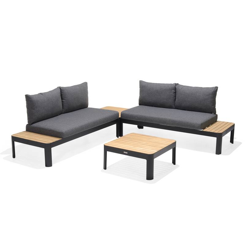 Amazonia Portalew 3pc FSC Teak and Aluminum Outdoor Patio Seating Set