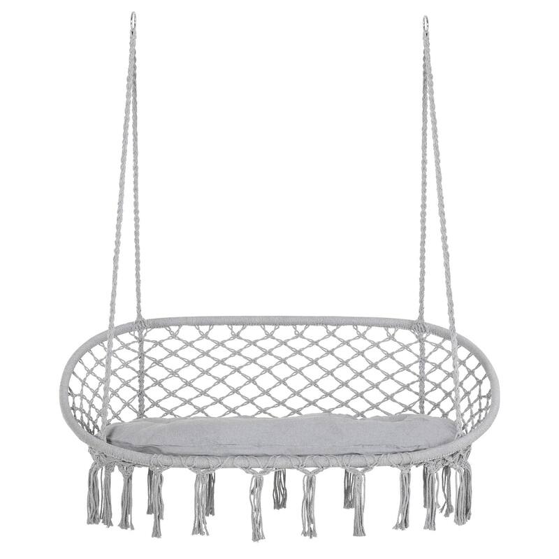 29.5 in. W 2-Seat Steel Porch Swing with Cushions in Gray