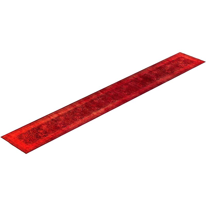 Contemporary Overdyed Wool Hand Knotted Runner - 2' 7" x 18' 6"