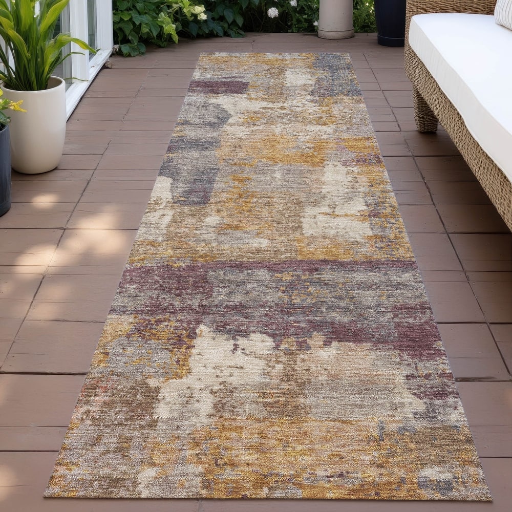 Machine Washable Indoor/Outdoor Contemporary Chantille Rug
