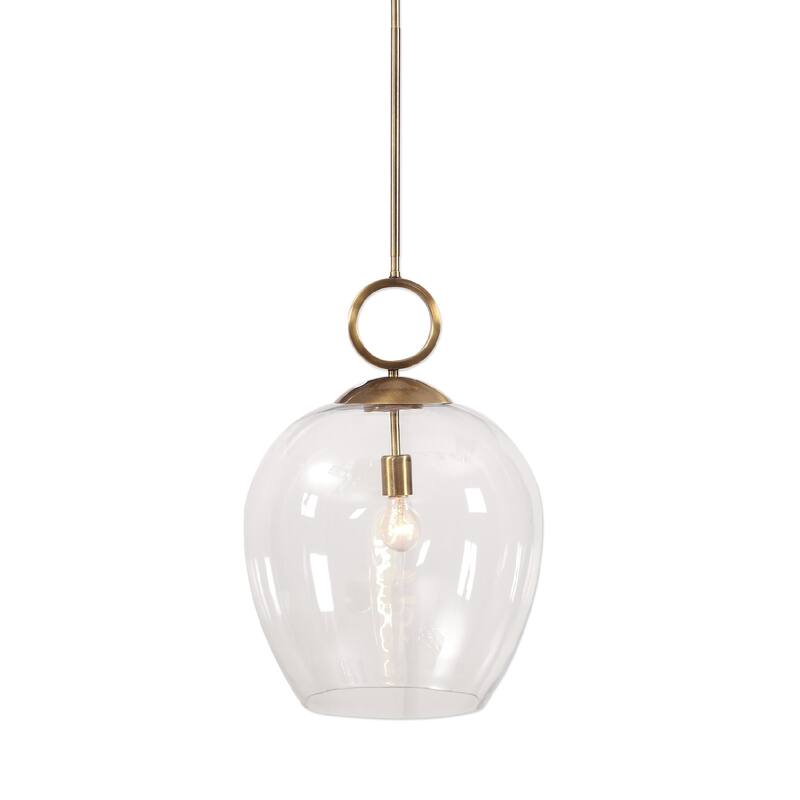 1-Light Blown Glass Ceiling Pendant - 23" - Clear