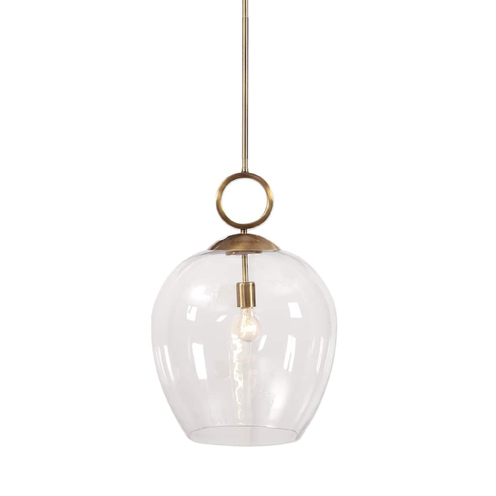 1-Light Blown Glass Ceiling Pendant - 23" - Clear