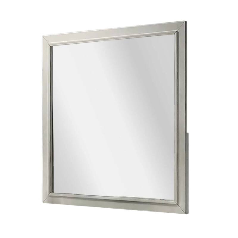 Dresser Mirror, Subtle Antique White Rubberwood, Square 40 Inch - Antique White