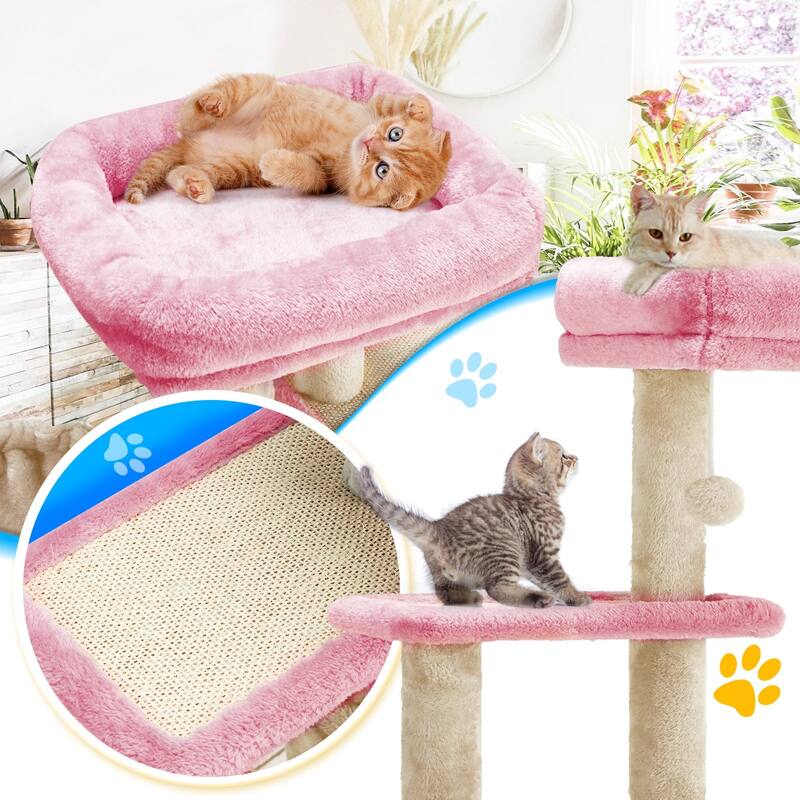 EROMMY Cat Tree – Multi-Level Cat Tower with Sisal Scratching Posts & Swing Ball, Modern Cat Furniture for Indoor Cats