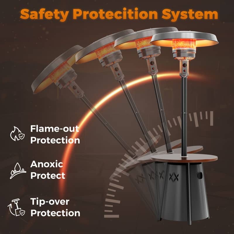 50,000 BTU Propane Gas Patio Heater with 28" Storage Tabletop for Outdoor Garden - N/A