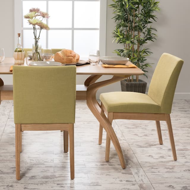 Kwame Fabric Dining Chair (Set of 2) by Christopher Knight Home - N/A - Green Tea/Oak Finish