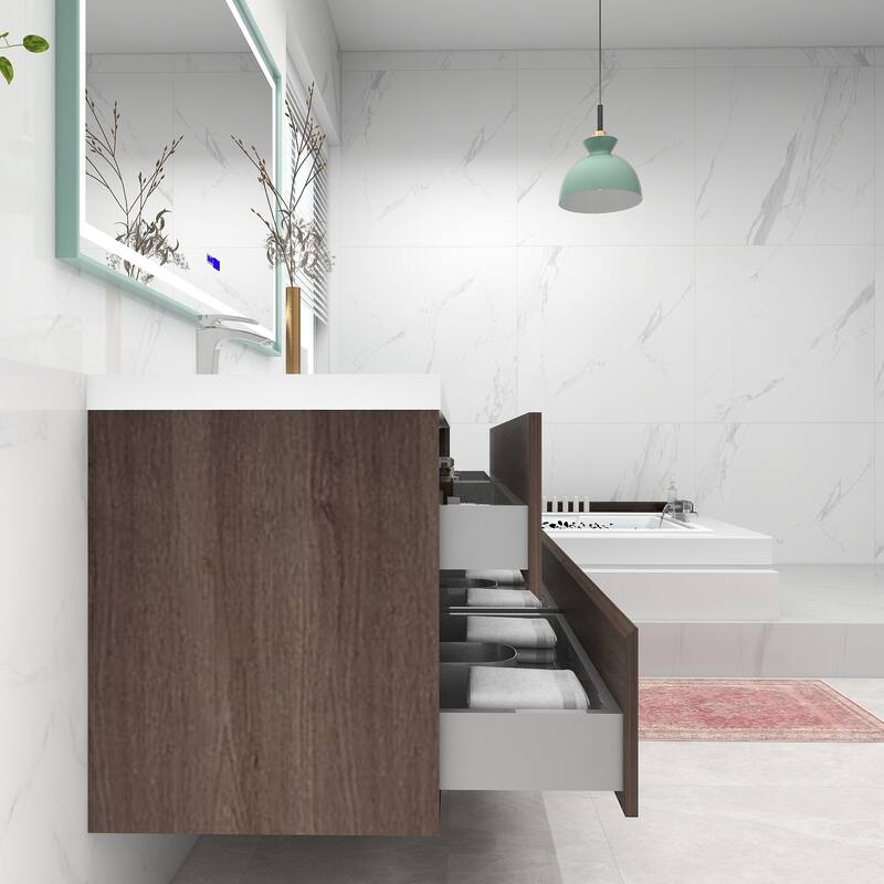 Selina 60" Wall Mounted Vanity with Single Sink on the Left - 60