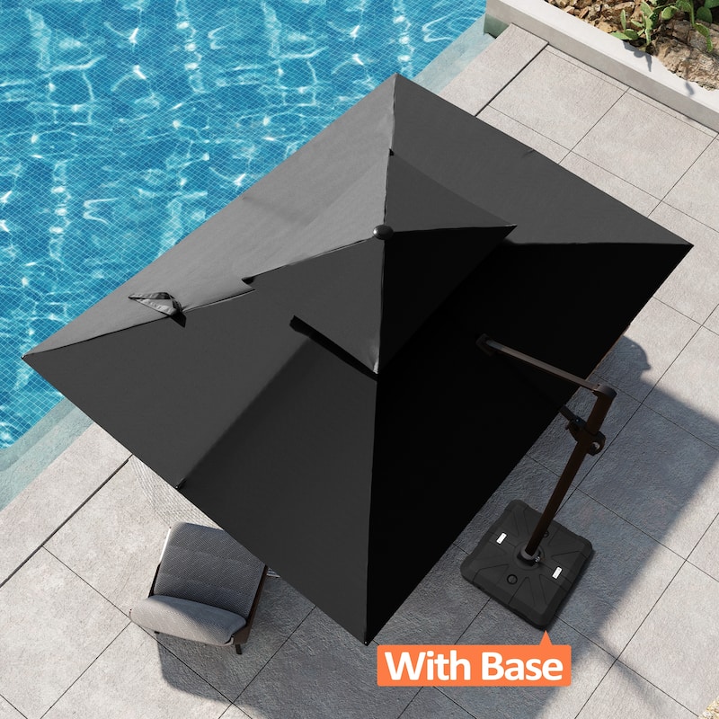 Pellebant Outdoor Patio 9 FT x 11.5 FT Double Top Cantilever Offset Umbrella with HDPE Base - Black