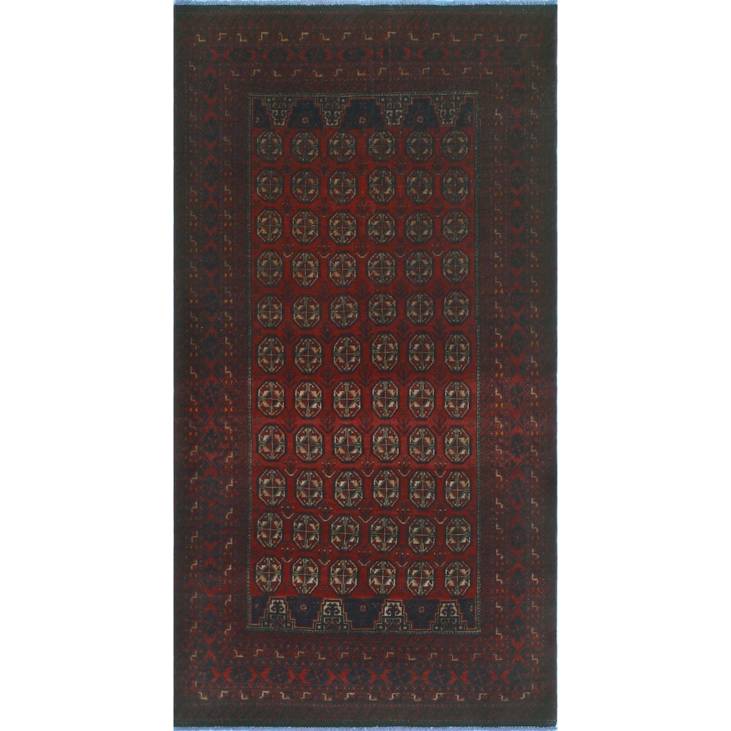 Vintage Distressed Wakeley Burgundy/Charcoal Rug - 3'10" x 7'4"