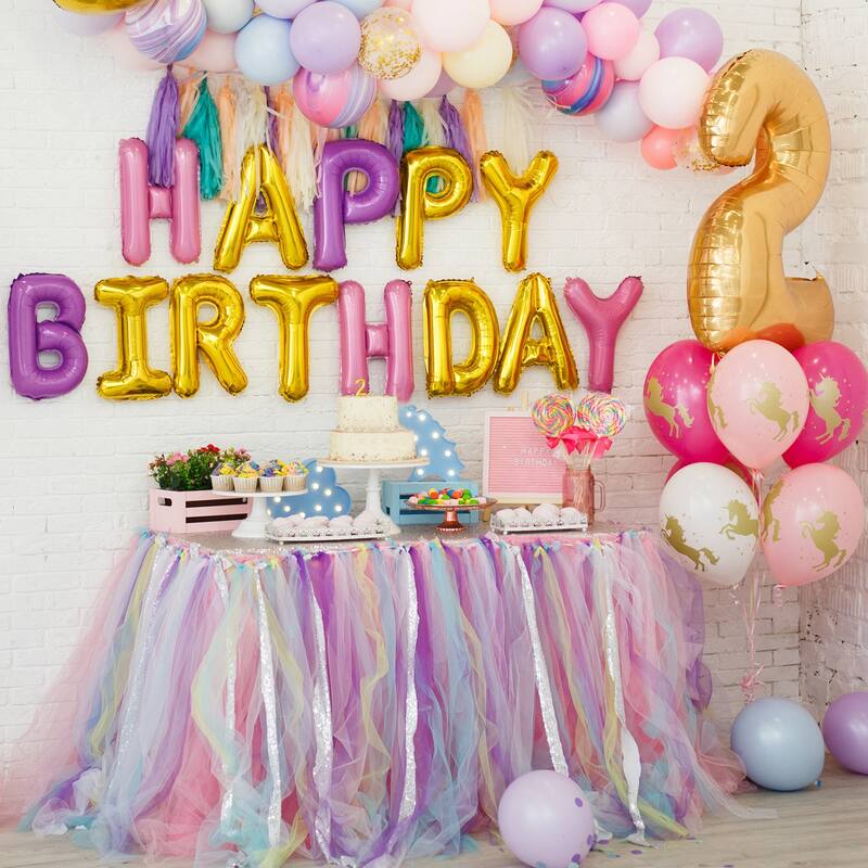 2 Pcs 6ft Tulle Table Skirt Tutu Tablecloth for Party Table Decoration - 72 x 30 inch