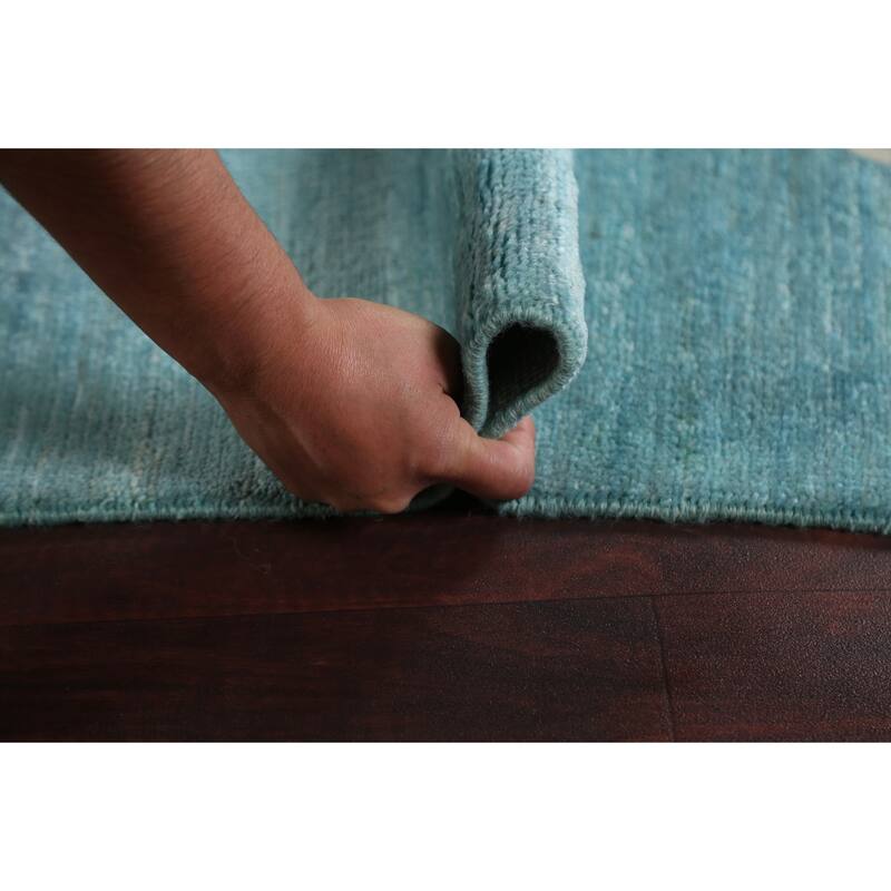 Turquoise Moroccan Vegetable Dye Oriental Wool Area Rug Hand-knotted - 6'4" x 9'8"
