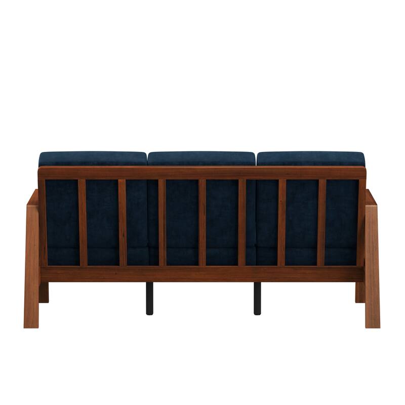 Navy Polyester Mid-Century Modern Sofa