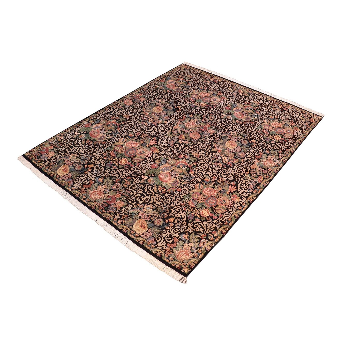 Akbar Pak Persian Oralia Black Rust Wool Rug 8 1 x 10 3 8