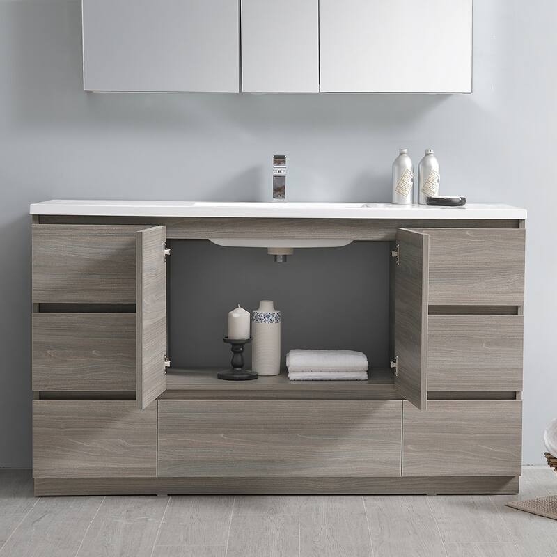 Fresca Senza 60" Free Standing Single Basin Vanity Set with MDF