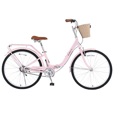 26 Inch Single Speed Folding Lady Bike,Durable Steel Frame,Compact Design For Easy Storage And Commuting