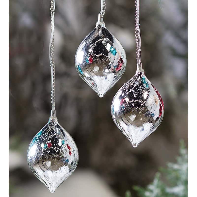 Color Changing Mercury Glass Solar Ornaments, Set of 3