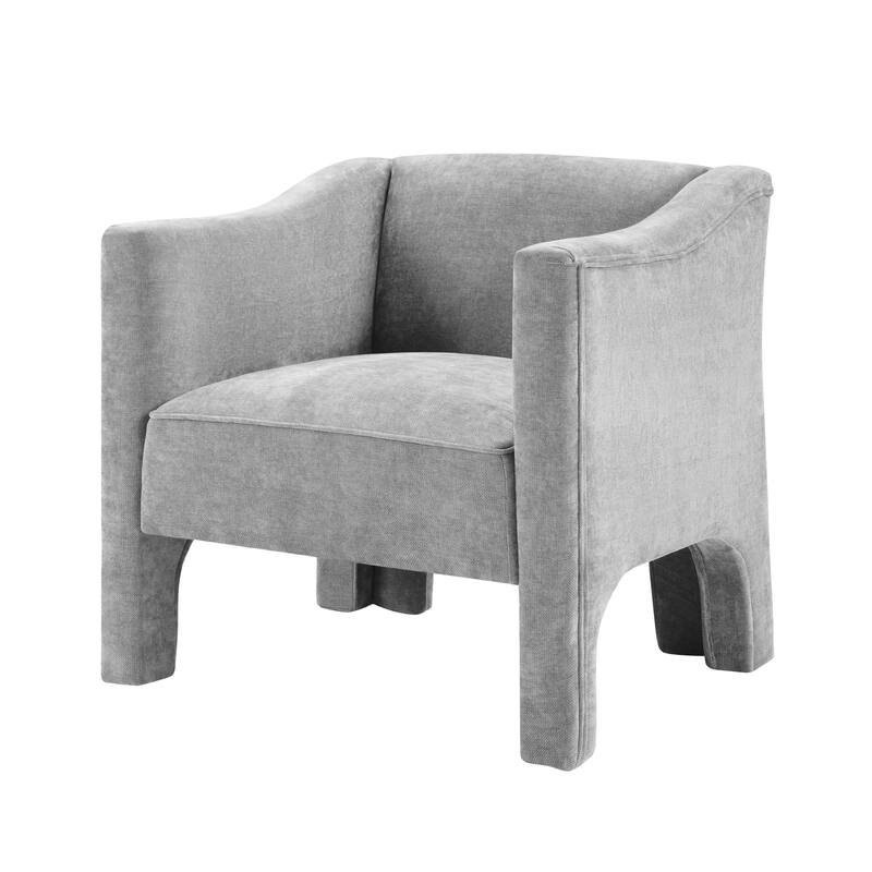Roomfitters Modern Chenille Barrel Accent Chair with Enclosed Arms, Upholstered Armchair