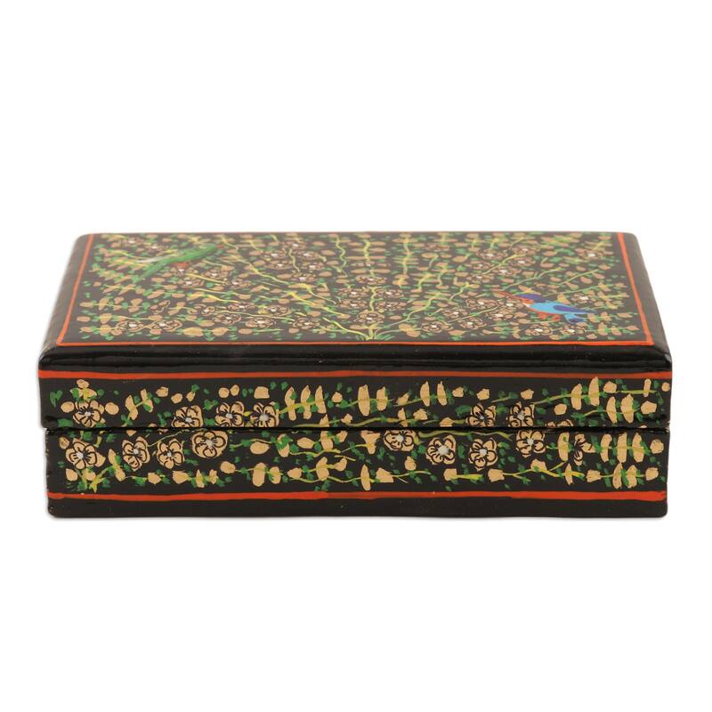 Novica Handmade Sing-Song In Black Decorative Papier Mache Box