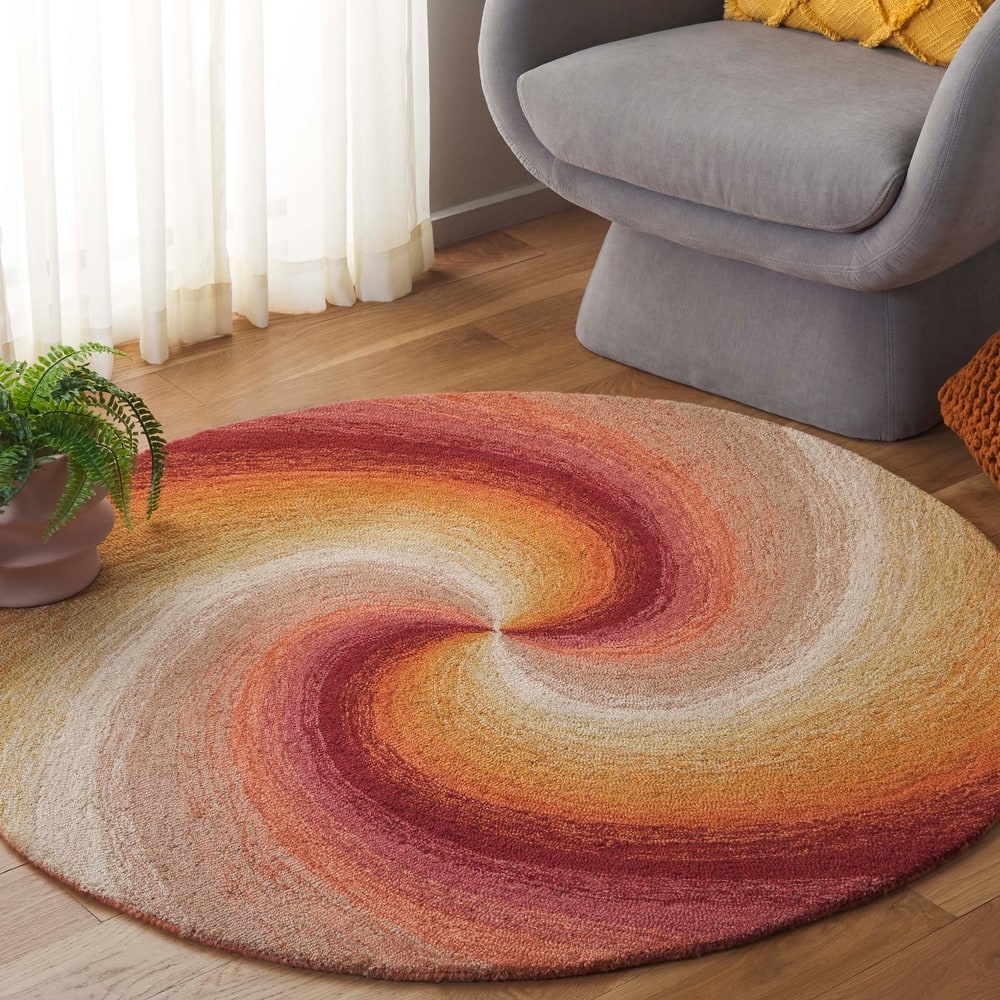 SAFAVIEH Handmade Novelty Vasila Swirl Wool Rug