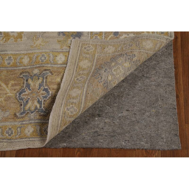 Vegetable Dye Oushak Turkish Area Rug Handmade Grey Wool Carpet - 5'9" x 9'2"