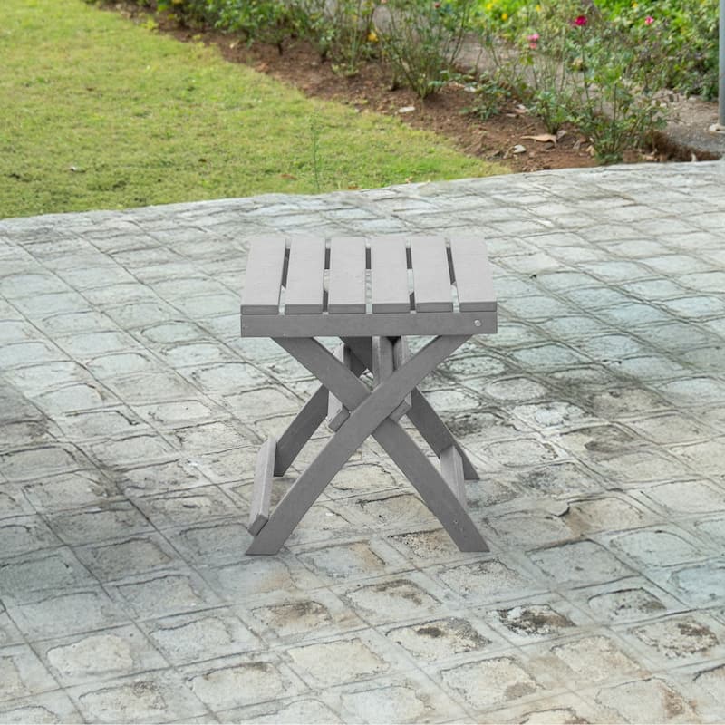Santorini Fully Assembled All-Weather Recycled HDPE Outdoor Folding Side Table - Gray