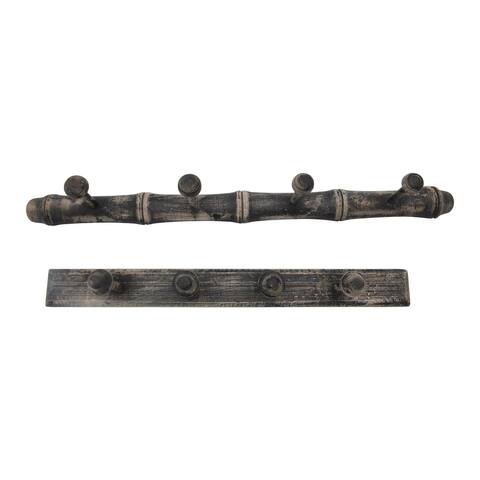 Reclaimed Wood Wall Hooks with Distressed Finish, Set of 2