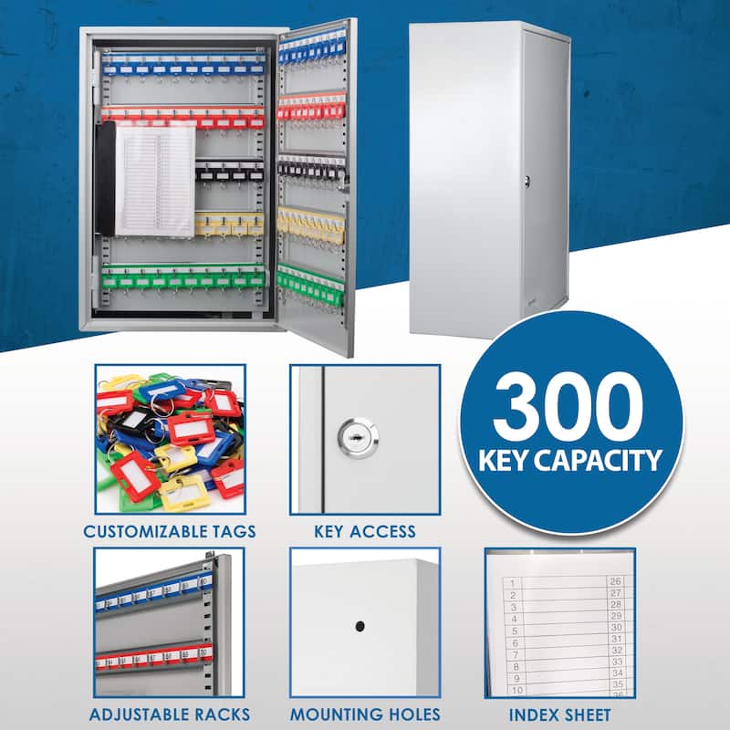 300 Adjustable Key Storage Cabinet with Lock